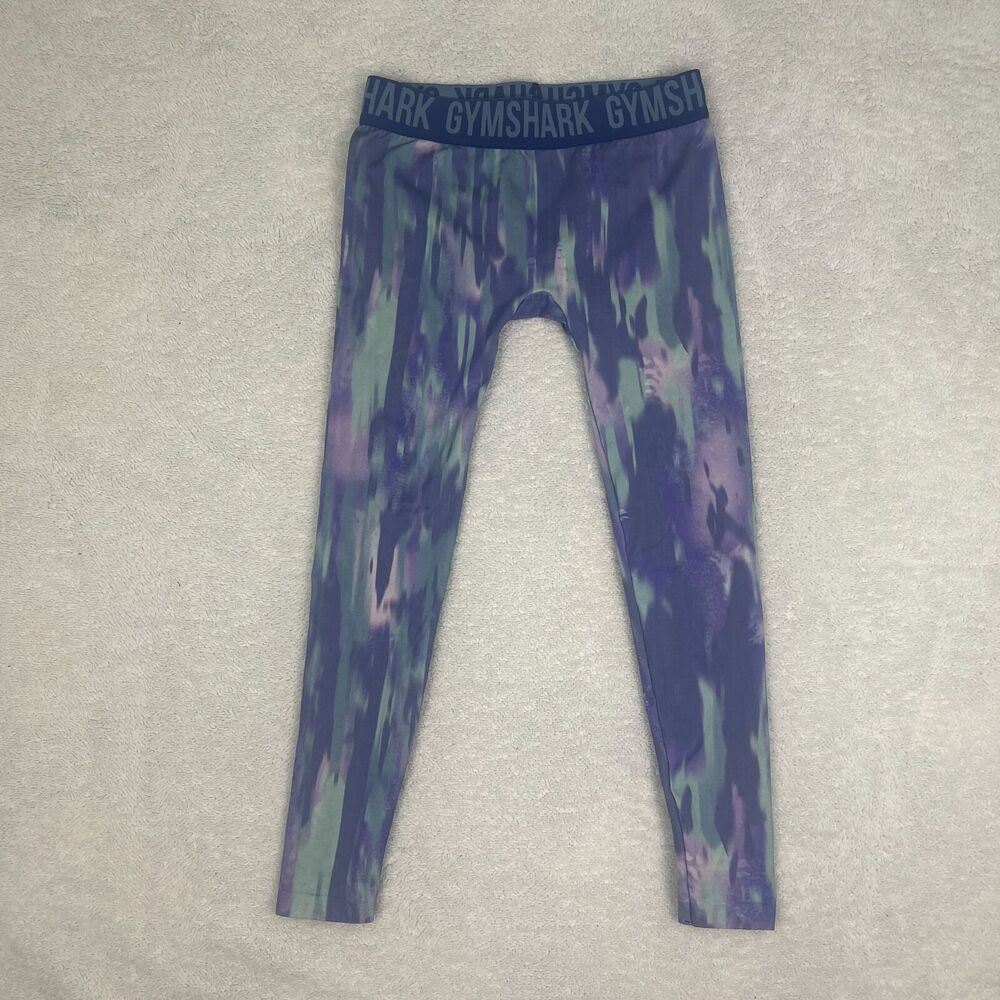 Gymshark Fit Printed Leggings Blue Hues Women's Sz Small Workout Pants Crossfit